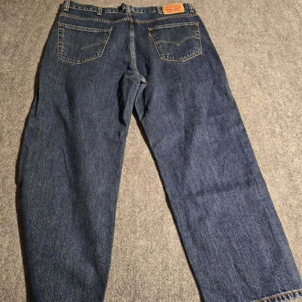 Levis Denim Jeans 550 Mens Size 42x29 Blue Dark Wash Slight Taper EUC Casual